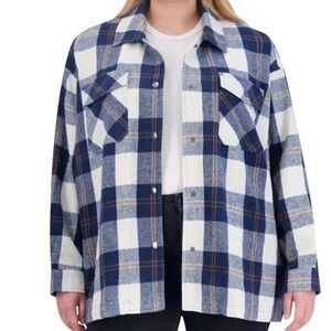 HFX Ladies Shirt Jacket - Color Blue Plaid - Size XXL (18-20)- NWT